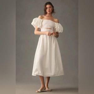 Anthropologie Moon River Off-the-shoulder Cutout Maxi Dress White
